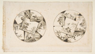 Projetos para placas Tomadas de Oudrys Illustrations para La Fontaines Fables, após 1755. de Unbekannt