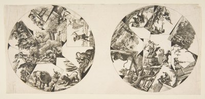 Projetos para placas Tomadas de Oudrys Illustrations para La Fontaines Fables, após 1755. de Unbekannt