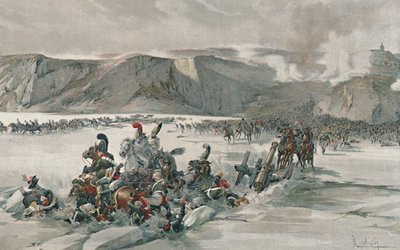 Destruição de russos em retirada no lago Satschan, 1805, 1896 de Unbekannt
