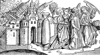 Destruição de Sodoma e Gomorra pelo terremoto, 1493 de Unbekannt