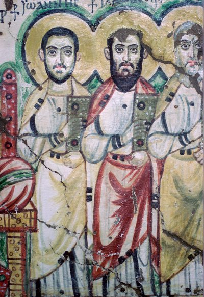 Detalhe de uma pintura de parede copta mostrando dois apóstolos, século VI de Unbekannt