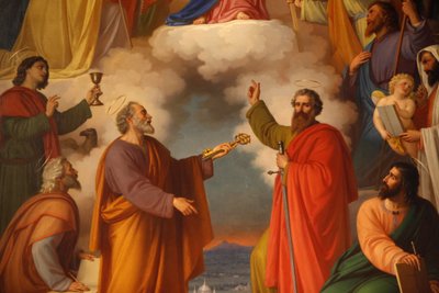 Detalhe de um quadro na Basílica de Maria Auxiliadora mostrando São Pedro e São Paulo, Turim, Itália de Unbekannt