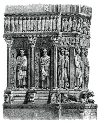 Detalhe do portal de St Trophimus, Arles, século XII, 1870 de Unbekannt