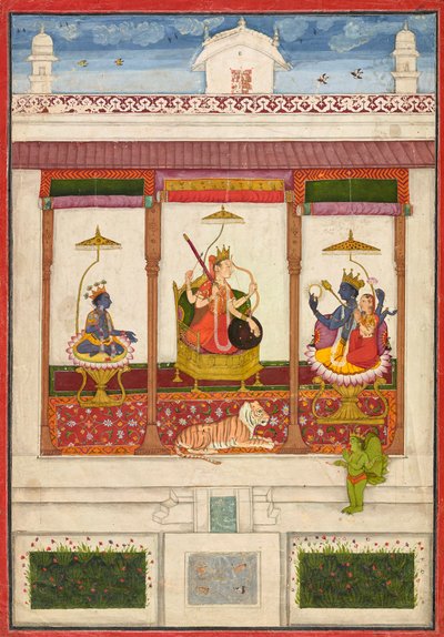 Devi com Krishna e Vishnu em um Palácio, ca. 1645-1655. de Unbekannt
