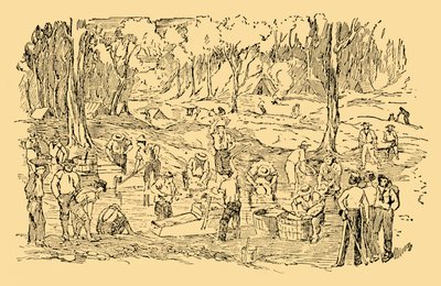 Escavação e lavagem de ouro na Austrália Em 1851, c1930. de Unbekannt