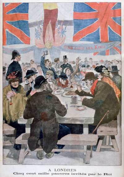 Jantar para os pobres em comemoração à coroação do rei Eduardo VII, Londres, 1902 de Unbekannt