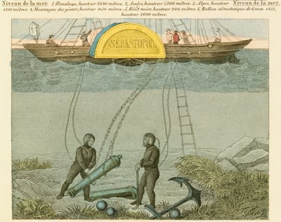 Mergulhadores salvando armas do fundo do mar, c1855 de Unbekannt