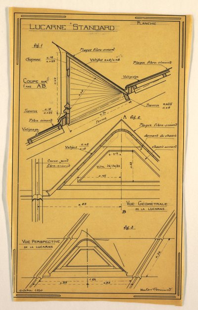 Desenho, Desenho para uma Casa em Massa Desenhada por Hector Guimard, Skylight Construction, Outubro de 1920 de Unbekannt