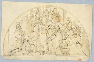 Desenho, projeto para uma porta aberta, século 17 a 19 de Unbekannt