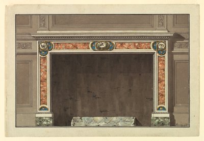 Desenho, Elevação de um Mantelpiece de Unbekannt
