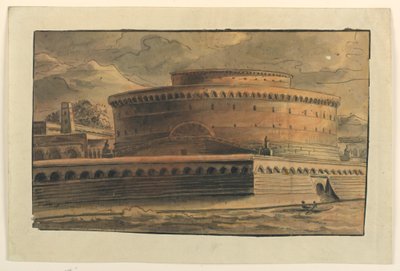 Desenho, cenografia, exterior do edifício circular, início do século 19 de Unbekannt