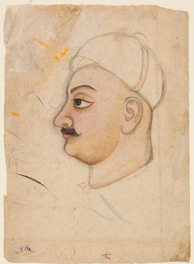 Desenho da cabeça de um homem com um turbante incomum, c. 1780 de Unbekannt