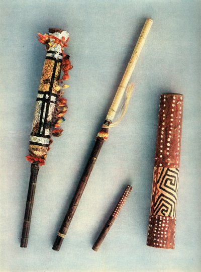Instrumentos de bateria e sopro da tribo dos índios Baniva, Venezuela., 1948 de Unbekannt