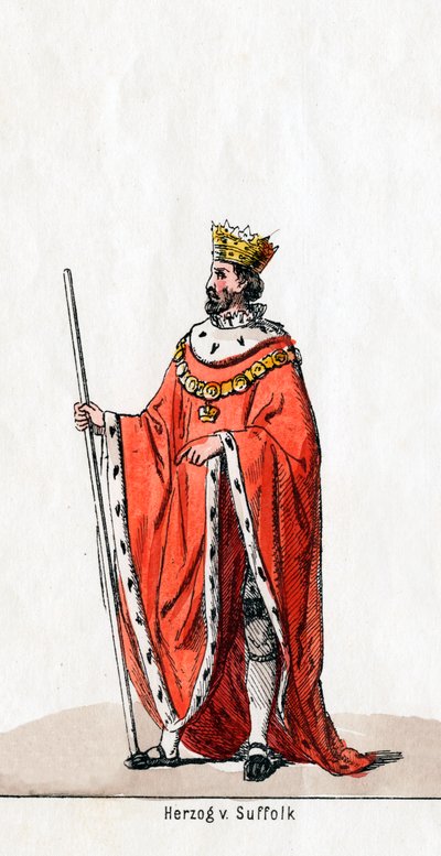 Duque de Suffolk, figurino para peça de Shakespeares, Henrique VIII, século XIX de Unbekannt
