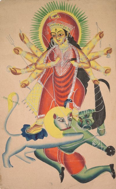 Durga Matando o Demônio Mahisha, 1800s. de Unbekannt