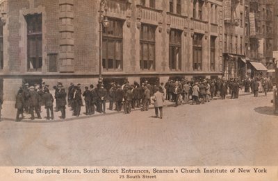 Durante o horário de envio, Entradas na South Street, Seamens Church Institute de Nova York, c1888. de Unbekannt