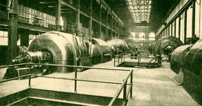 Dínamos na grande estação de geração subterrânea em Lots Road, Chelsea, 1930. de Unbekannt