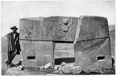 Aspecto oriental do portão monolítico de Akapana, Tiahuanaco, Bolívia, 1901 de Unbekannt