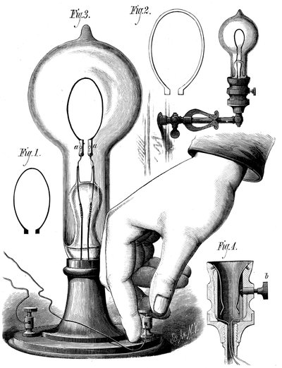 Lâmpada de filamento de carbono Edisons, 1880 de Unbekannt