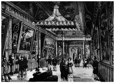 As lâmpadas incandescentes da Edison iluminam uma galeria de arte de Nova York, 1882 1956 de Unbekannt