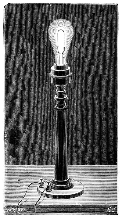 Edisons globo de luz incandescente em um candeeiro de mesa, 1891 de Unbekannt