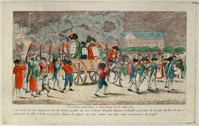 Queima de Efígie de Klinglin, Heymann e Bouille em 25 de junho de 1791 em Estrasburgo, 1791. de Unbekannt