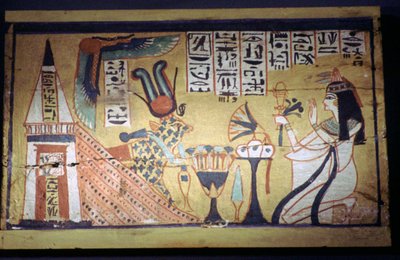 Pintura egípcia em uma caixa de madeira shabti de Unbekannt