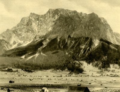 Ehrwald e as montanhas Wetterstein, Tirol, Áustria, c1935. de Unbekannt