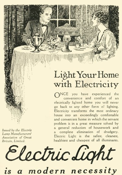 A luz elétrica é uma necessidade moderna, 1920. de Unbekannt