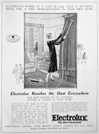 Anúncio do aspirador de pó Electrolux, 1924 de Unbekannt