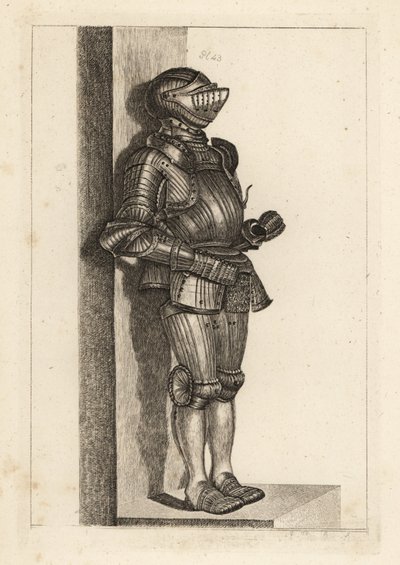 Elegante terno de armadura canelada trazido por Lord Warwick da Alemanha de Unbekannt