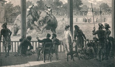 Luta de elefantes em Baroda, 1896 de Unbekannt