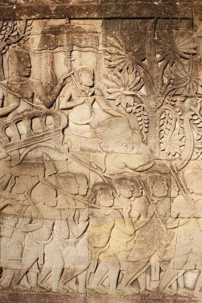 Elefantes e guerreirosCultura de Crença na Galeria East Outer em Bayon, Siem Reap, Camboja de Unbekannt