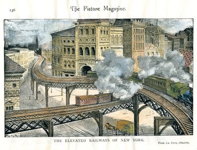 Estrada de ferro elevada em Nova York, da The Picture Magazine, século c19 de Unbekannt