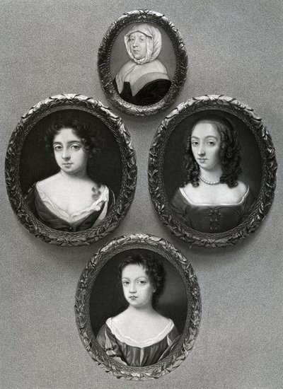 Elizabeth Cromwell, mãe de Oliver Cromwell, e suas filhas, Mary, Elizabeth e Bridget, 1899. de Unbekannt