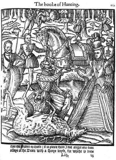 Elizabeth I realizando a cerimônia de ensaio do veado, 1576 de Unbekannt