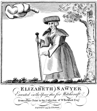 Elizabeth Sawyer, executada como uma bruxa na Inglaterra em 1621, 1794 de Unbekannt