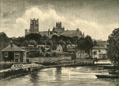 Catedral de Ely, da ponte ferroviária, 1898. de Unbekannt