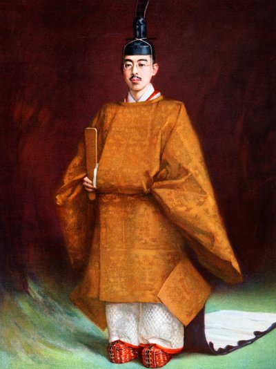 Imperador Hirohito em suas roupas de coroação, c1924-1926 de Unbekannt