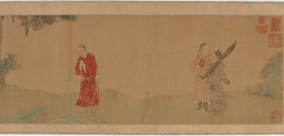 Imperador Shi Le reverenciando um monge budista, 1368-1644. de Unbekannt