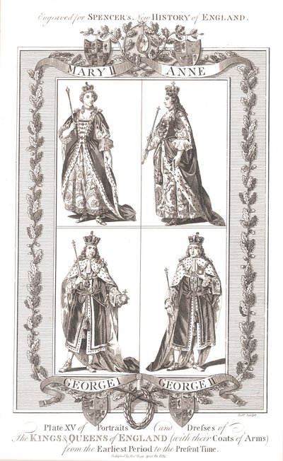 Reis e rainhas inglesas com brasões, 1780-1800 de Unbekannt