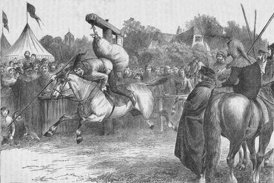 Diversão inglesa no século XIV: inclinando-se no quintain, 1905. de Unbekannt
