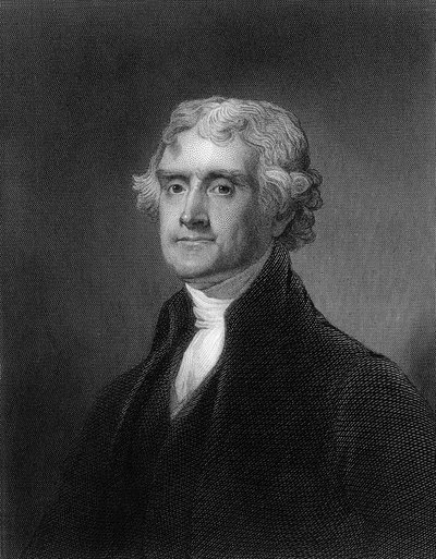 Gravação de Thomas Jefferson (foto a p/b) de Unbekannt