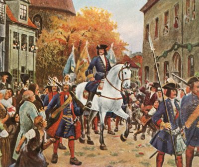 Entrada do príncipe Leopoldo I em Dessau após a Guerra da Sucessão Espanhola, 1712, 1936. de Unbekannt