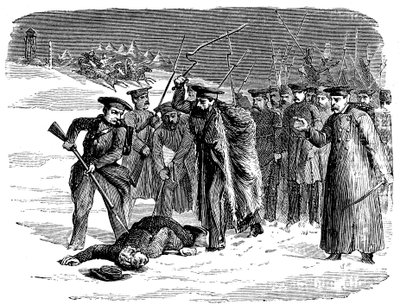Prisioneiro russo exilado sendo disciplinado, 1874 de Unbekannt