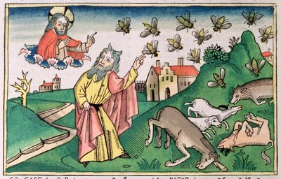 Êxodo 8:20-32: Moisés e o enxame de moscas, uma das sete pragas do Egito de Unbekannt
