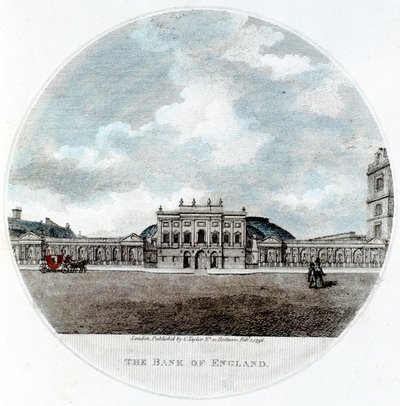 Fachada do Banco da Inglaterra, Threadneedle Street, Londres, 1796 de Unbekannt