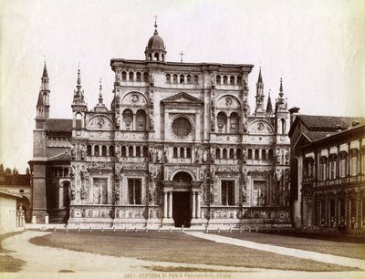 Fachada, Igreja da Certosa di Pavia Cartuxa de Pavia Lombardia, norte da Itália, 1890 de Unbekannt