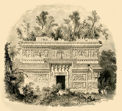Fachada do palácio nativo em Yucatan, 1890. de Unbekannt