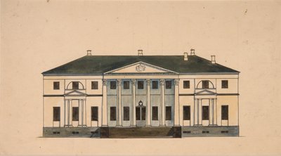 Fachada da casa na propriedade Golitsyn Petrovo-Dalneye, primeiro trimestre do século XIX. de Unbekannt